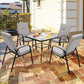Costway 35" Patio Dining Square Tempered Glass Table with Umbrella Hole