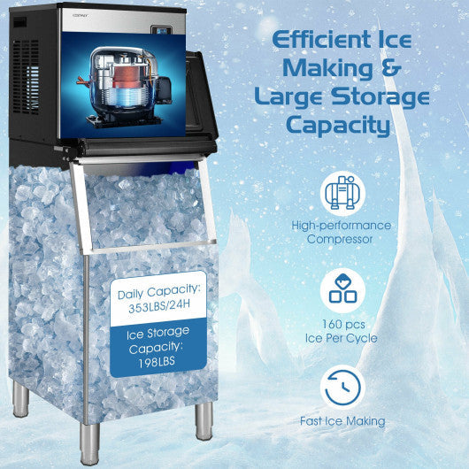 Costway 353 lbs. / 24H Split Commercial Ice Maker with 198 LBS Storage Bin