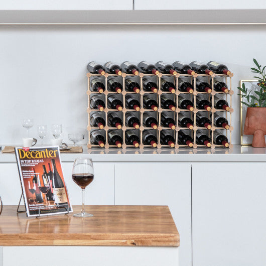 Costway 36-Bottle Wooden Wine Rack for Wine Cellar