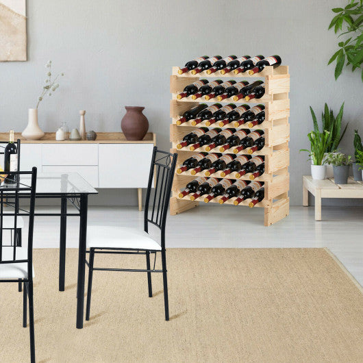 Costway 36 Bottles Stackable Wooden Wobble-Free Modular Wine Rack