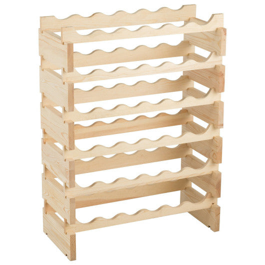 Costway 36 Bottles Stackable Wooden Wobble-Free Modular Wine Rack