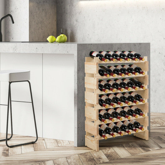 Costway 36 Bottles Stackable Wooden Wobble-Free Modular Wine Rack