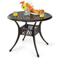 Costway 36" Brown Patio Round Dining Bistro Table with Umbrella Hole