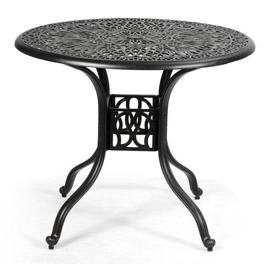 Costway 36" Cast Aluminum Round Patio Dining Table with Umbrella Hole