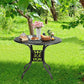 Costway 36" Cast Aluminum Round Patio Dining Table with Umbrella Hole