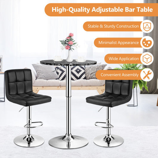 Costway 360° Black Swivel Cocktail Pub Table with Sliver Leg and Base