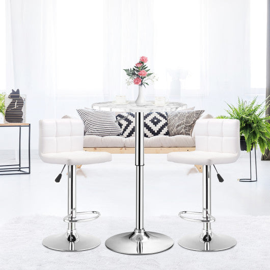 Costway 360° White Swivel Cocktail Pub Table with Sliver Leg and Base