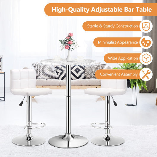Costway 360° White Swivel Cocktail Pub Table with Sliver Leg and Base