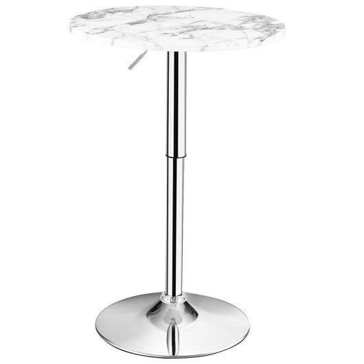 Costway 360° White Swivel Cocktail Pub Table with Sliver Leg and Base