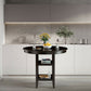 Costway 36.5" Counter Height Dining Table with 42 Inches Round Tabletop and 2-Tier Storage Shelf