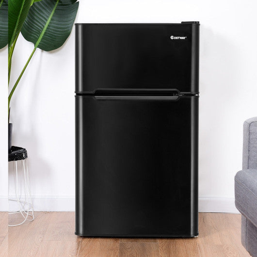 Costway 3.2 Cubic Feet Black Compact Stainless Steel Refrigerator