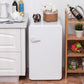 Costway 3.2 Cubic Feet White Retro Compact Refrigerator w/ Freezer Interior Shelves Handle