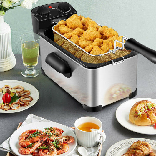 3.5QT 1300W Electric Stainless Steel Air Fryer Oven Oilless Cooker - Costway