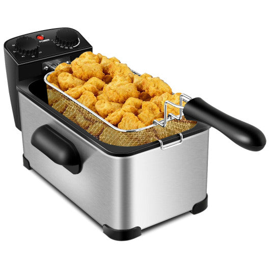 Costway 3.2 Quart Electric Stainless Steel Deep Fryer with Timer