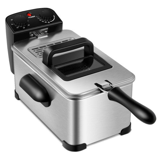 Costway 3.2 Quart Electric Stainless Steel Deep Fryer with Timer