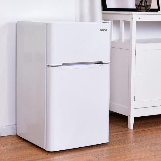 Costway 3.2 cu ft. White Compact Stainless Steel Refrigerator
