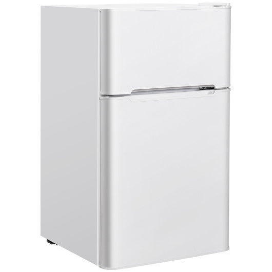 Costway 3.2 cu ft. White Compact Stainless Steel Refrigerator