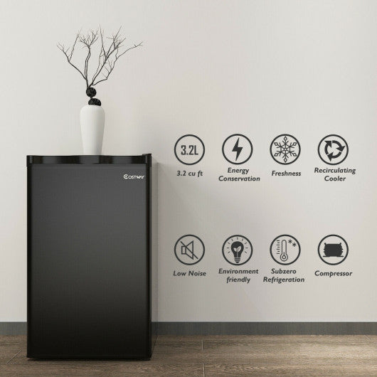 Costway 3.2 cu.ft. Black Mini Dorm Compact Refrigerator