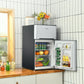 Costway 3.3 Cubic Feet Silver Compact Refrigerator with Freezer 2 Reversible Door Mini Fridge