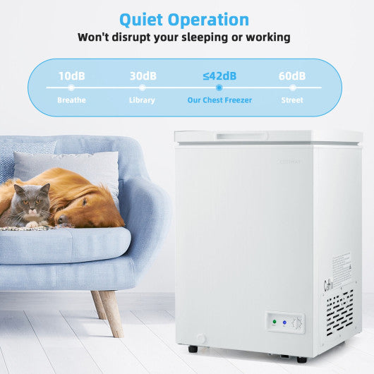 Costway 3.5 Cu.ft Compact Chest Freezer with Removable Storage Basket