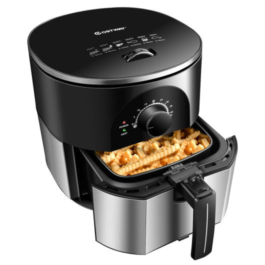 Costway 3.5QT 1300W Electric Stainless Steel Air Fryer Oven Oilless Cooker