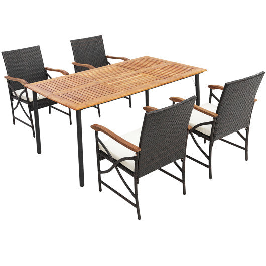 Costway 4-5 Pieces Outdoor Dining Set with Acacia Wood Table