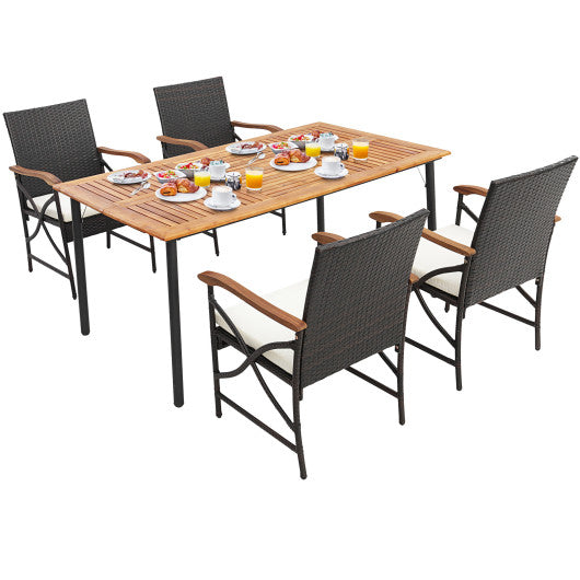 Costway 4-5 Pieces Outdoor Dining Set with Acacia Wood Table
