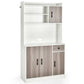 Costway 4-Door White Freestanding Kitchen Buffet with Hutch and Adjustable Shelves