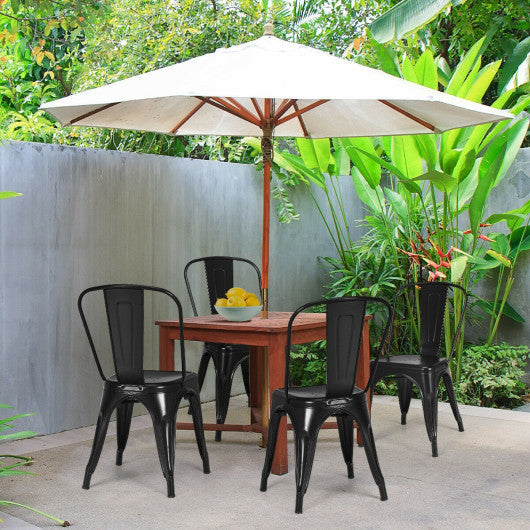 Costway 4 Pcs Black Modern Bar Stools with Removable Back and Rubber Feet