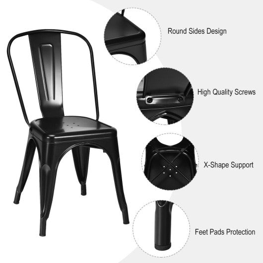 Costway 4 Pcs Black Modern Bar Stools with Removable Back and Rubber Feet
