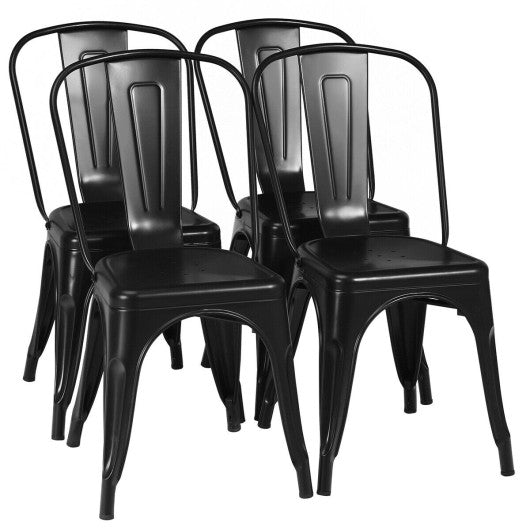 Costway 4 Pcs Black Modern Bar Stools with Removable Back and Rubber Feet