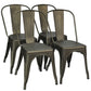 Costway 4 Pcs Gun Modern Bar Stools with Removable Back and Rubber Feet