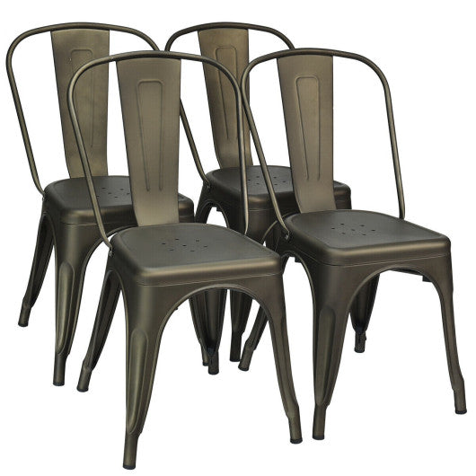 Costway 4 Pcs Gun Modern Bar Stools with Removable Back and Rubber Feet