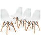 Costway 4 Pcs White Modern Plastic Hollow Chair Set with Wood Leg