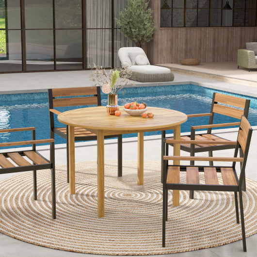 Costway 4-Person Large Round Outdoor Dining Table – Kitchen Oasis