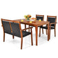 Costway 4 Pieces Acacia Wood Patio Rattan Dining Furniture Set