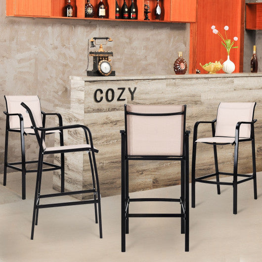 Costway 4 Pieces Beige Counter Height Stool Patio Chair