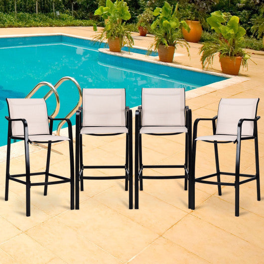 Costway 4 Pieces Beige Counter Height Stool Patio Chair