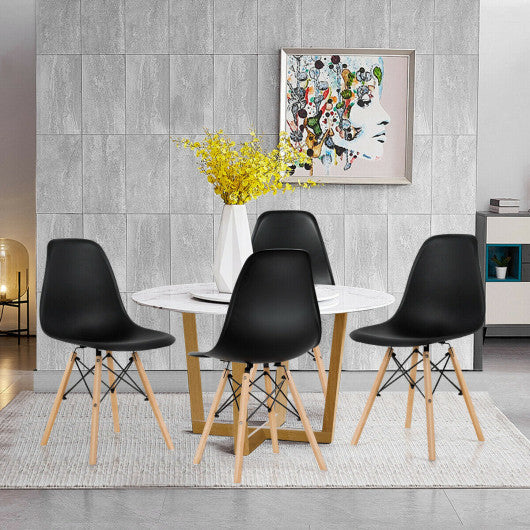 Costway 4 Pieces Black Modern Armless Dining Chair Set with Wood Legs