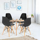 Costway 4 Pieces Black Modern Mid Century Armless Side Chair with Linen Cushion and Wood Legs