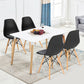 Costway 4 Pieces Black Modern Mid Century Armless Side Chair with Linen Cushion and Wood Legs