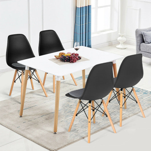 Costway 4 Pieces Black Modern Mid Century Armless Side Chair with Linen Cushion and Wood Legs