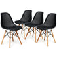 Costway 4 Pieces Black Modern Plastic Hollow Chair Set with Wood Leg
