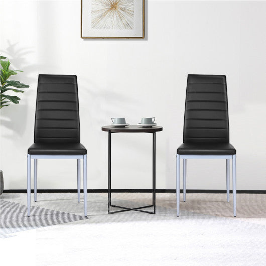 Costway 4 Pieces Black PVC Leather Dining Side Chairs Elegant Design