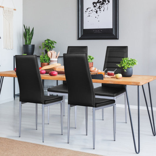 Costway 4 Pieces Black PVC Leather Dining Side Chairs Elegant Design