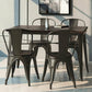 Costway 4 Pieces Black Tolix Style Metal Dining Side Chair Stackable Wood Seat
