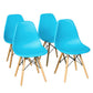 Costway 4 Pieces Blue Modern Armless Dining Chair Set with Wood Legs