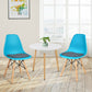 Costway 4 Pieces Blue Modern Mid Century Armless Side Chair with Linen Cushion and Wood Legs