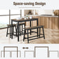 Costway 4 Pieces Coffee Solid Wood Counter Height Dining Table Set