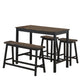 Costway 4 Pieces Coffee Solid Wood Counter Height Dining Table Set